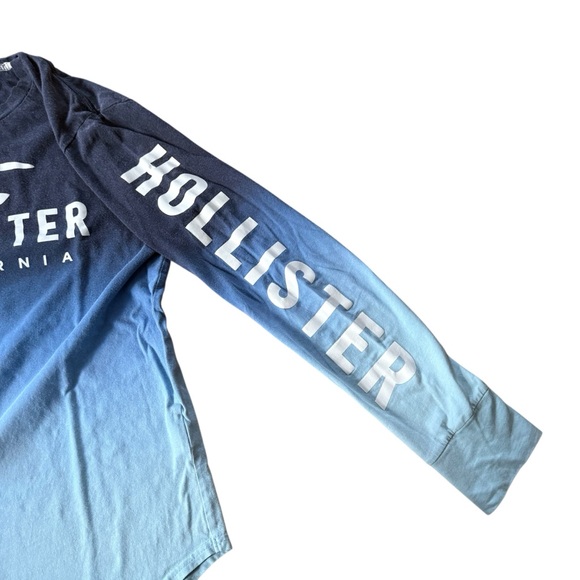 Hollister California Ombré Gradient Logo Long Sleeve Tee Shirt Men Sz Small Blue - Picture 7 of 12